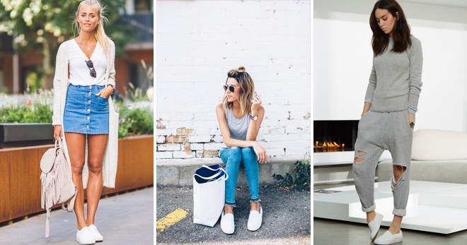 Белые слипоны – с чем носить и как ухаживать?