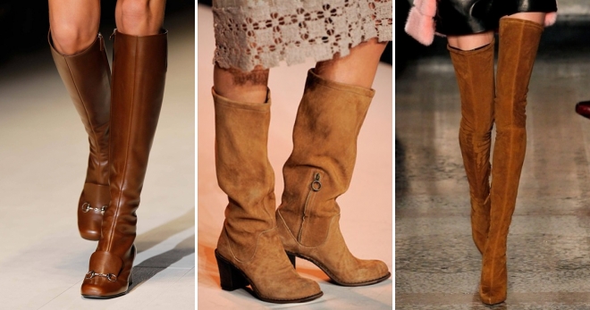 Сапоги женские коричневые зимние