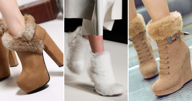 Ботильоны с мехом – самые модные модели и с чем их носить?
