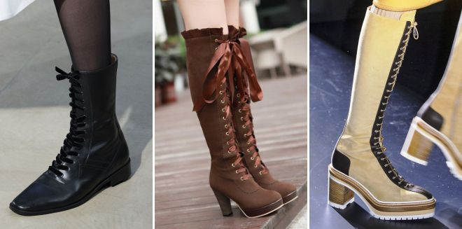 сапоги со шнуровкой 2018