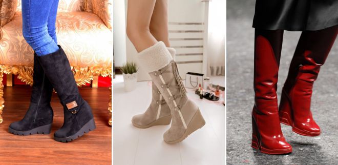 сапоги на танкетке 2018