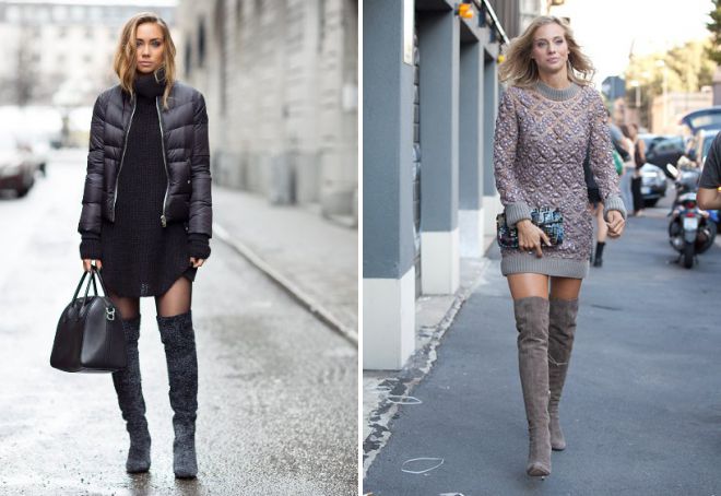 платье с высокими сапогами платье с высокими сапогами