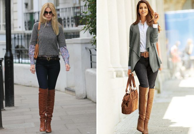 высокие сапоги с джинсами высокие сапоги с джинсами