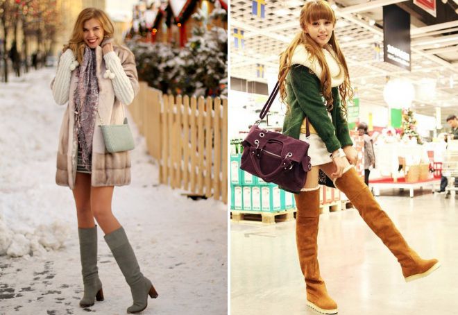 с чем носить высокие сапоги зимой с чем носить высокие сапоги зимой