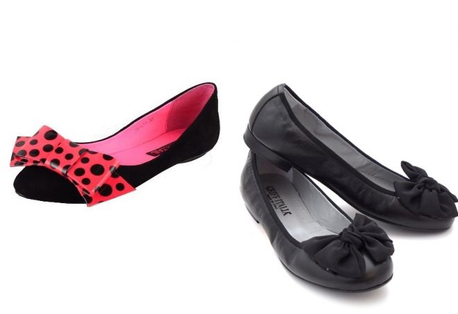 черные балетки с бантиком