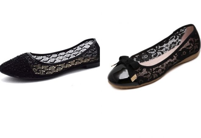 черные кружевные балетки