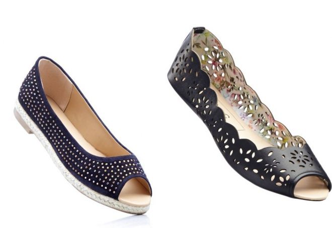 открытые черные балетки