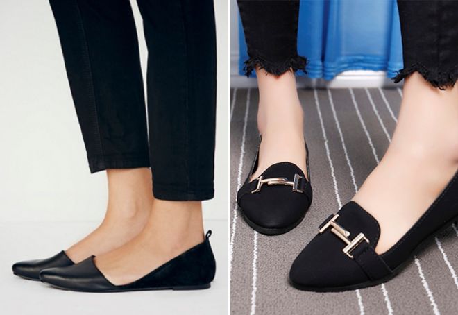 модные черные балетки