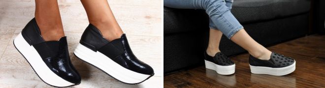 черные слипоны на платформе