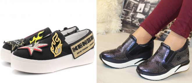 черные слипоны на платформе 2017 года