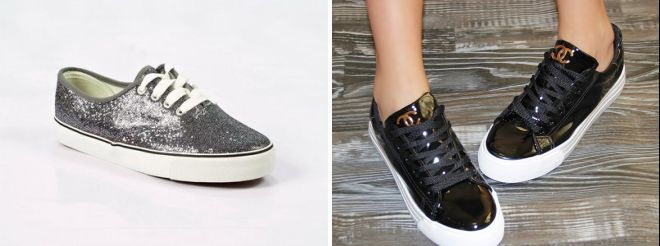 черные блестящие слипоны