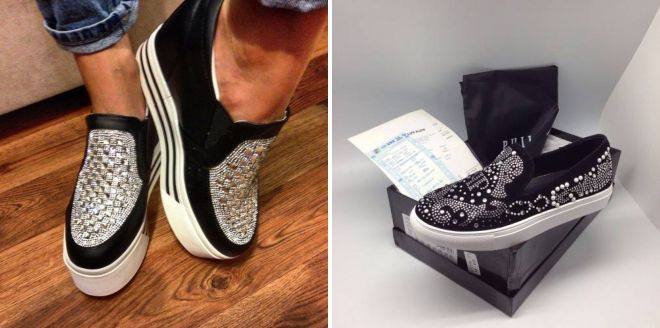 черные слипоны со стразами 2017