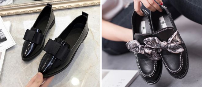 черные слипоны с бантом 2017