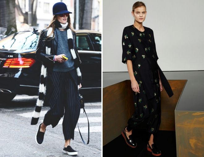 лук с черными слипонами