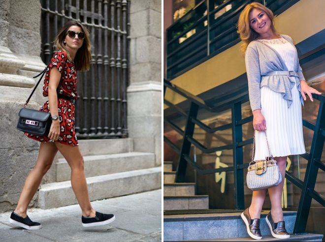 черные слипоны с платьями