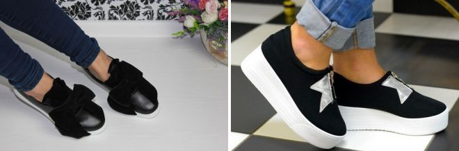 женские черные слипоны