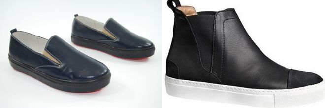 черные кожаные слипоны