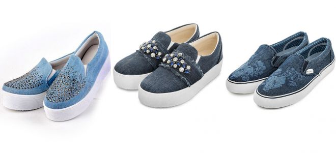 Джинсовые женские слипоны