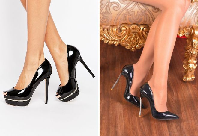 черные лодочки на шпильке