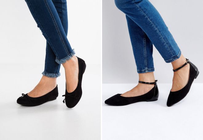 черные лодочки без каблука
