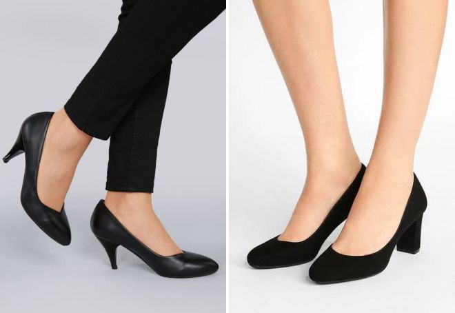 черные туфли лодочки на среднем каблуке