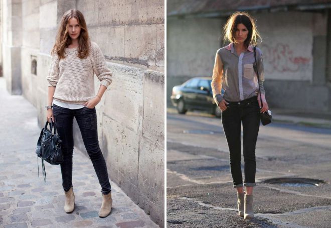 с чем носить замшевые ботильоны