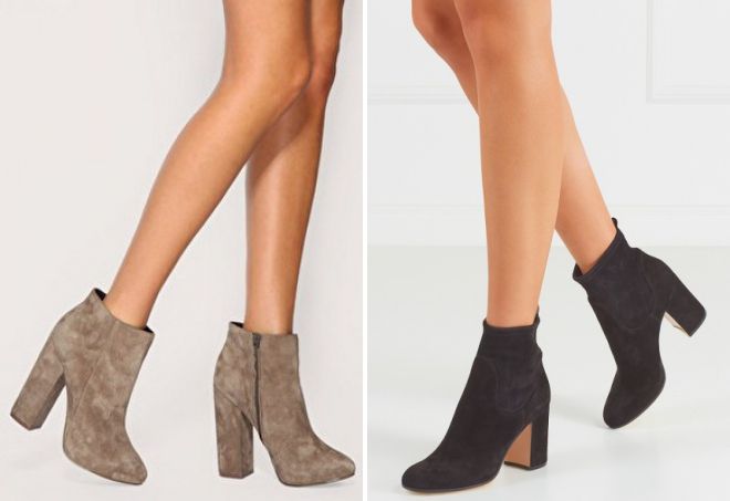 замшевые ботильоны на каблуке