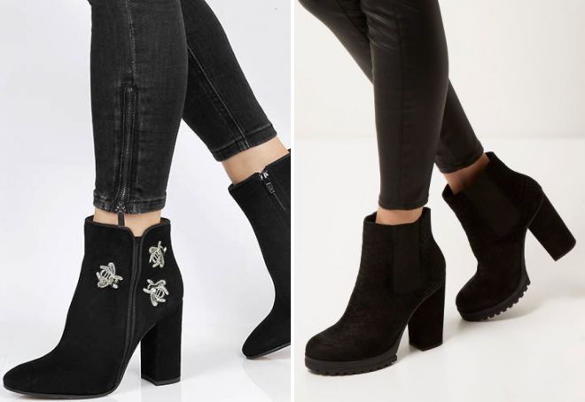 замшевые ботильоны на толстом каблуке