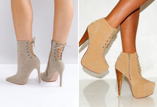 замшевые ботильоны на шпильке