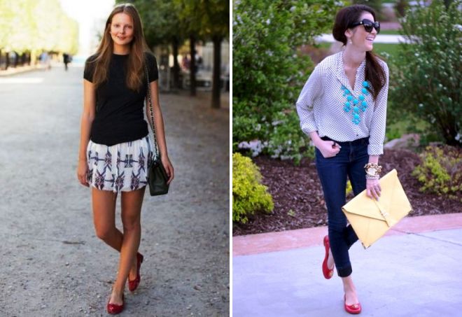 бордовые туфли на плоской подошве