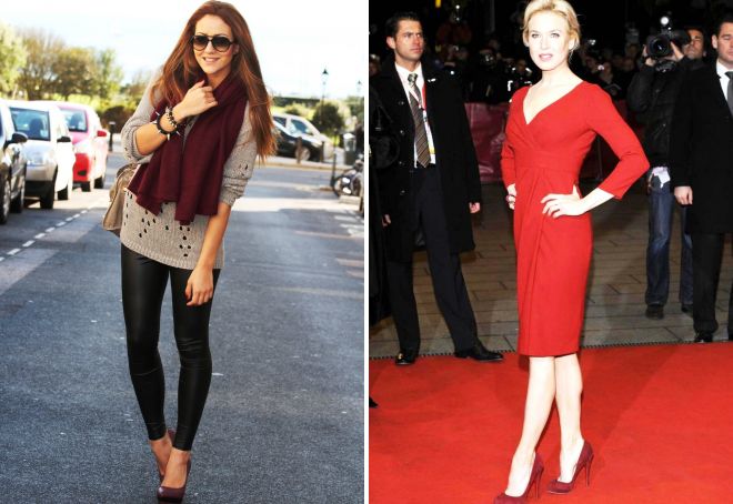 бордовые туфли на каблуке