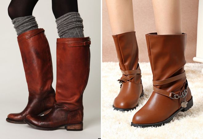 женские коричневые сапоги