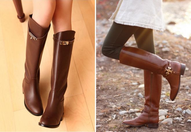 высокие коричневые сапоги