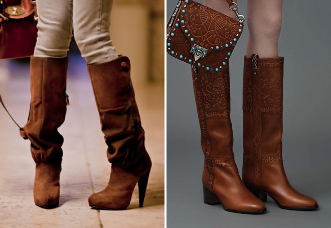 женские коричневые сапоги