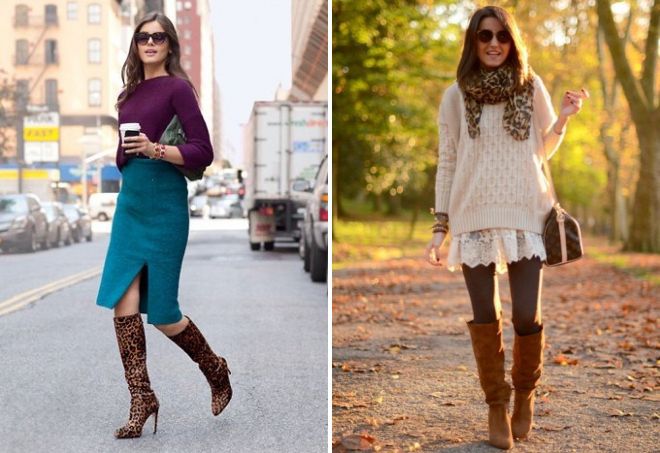 коричневые сапоги с юбкой