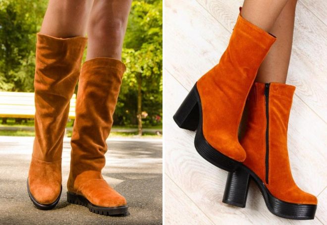 демисезонные коричневые сапоги