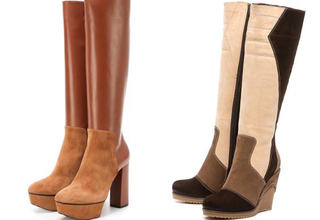 высокие коричневые сапоги