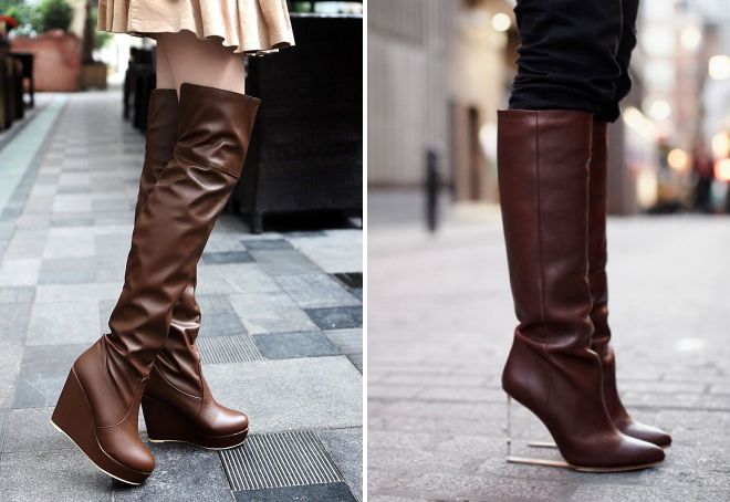 женские сапоги коричневого цвета
