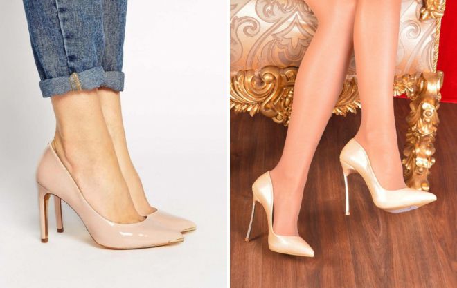 бежевые туфли лодочки на шпильке