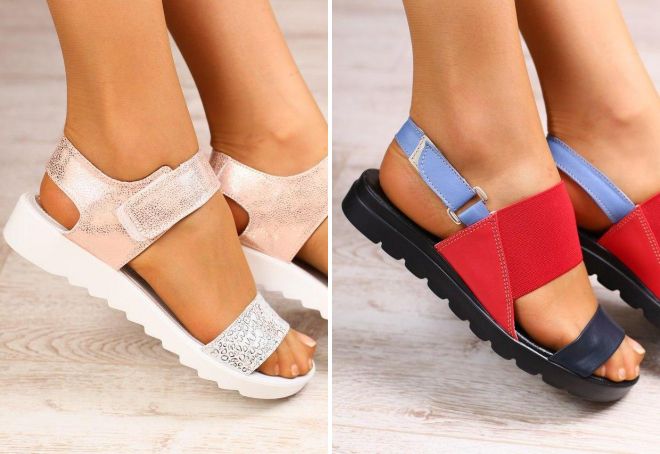 женские босоножки на липучках без каблука