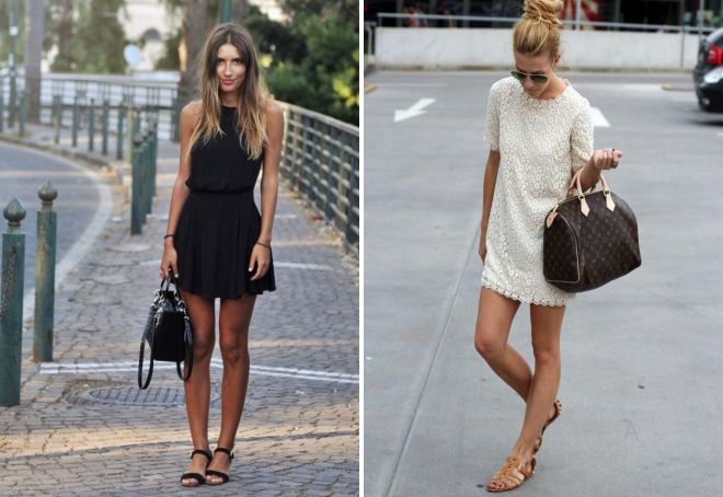 босоножки без каблука и платье