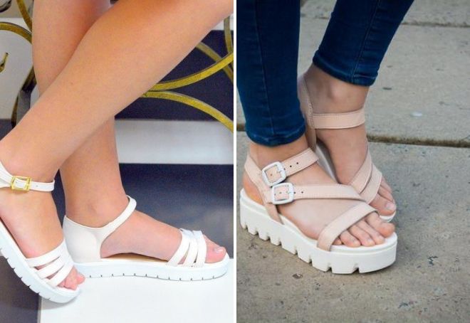 босоножки на тракторной подошве без каблука