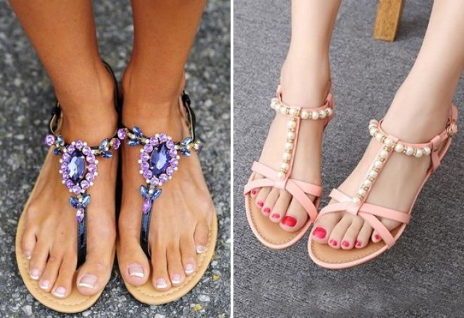 босоножки с камнями без каблука