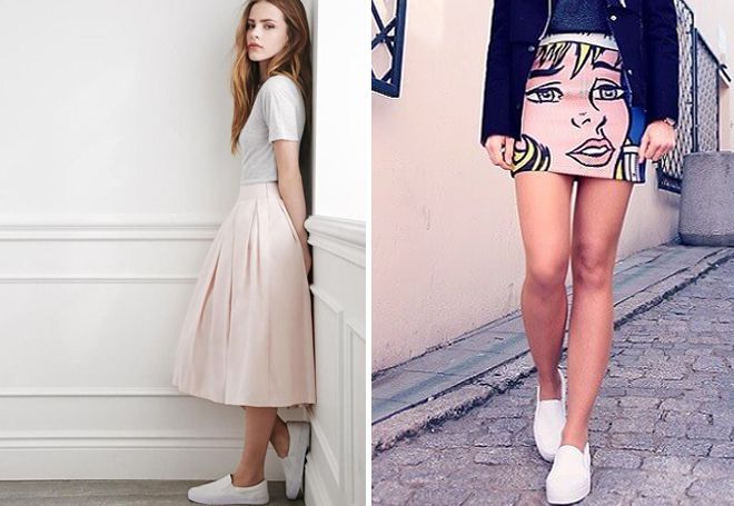 белые слипоны с юбкой