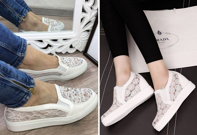 белые ажурные слипоны