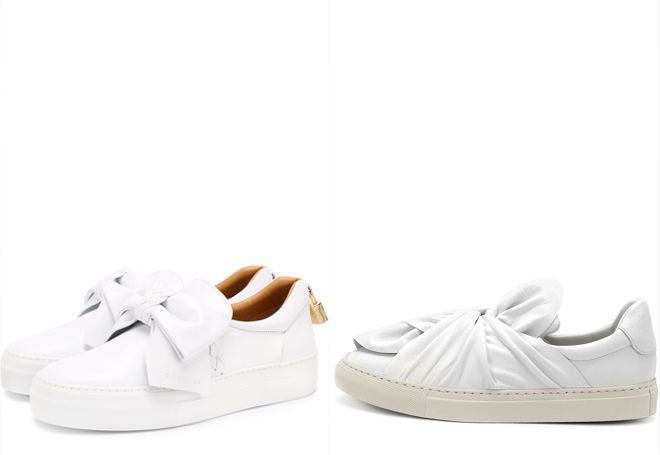 белые слипоны с бантом