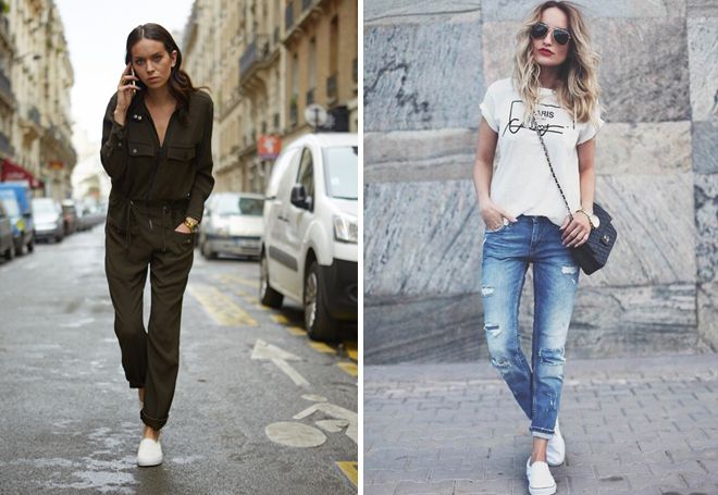 модные женские белые слипоны