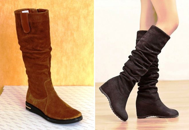 женские замшевые зимние сапоги