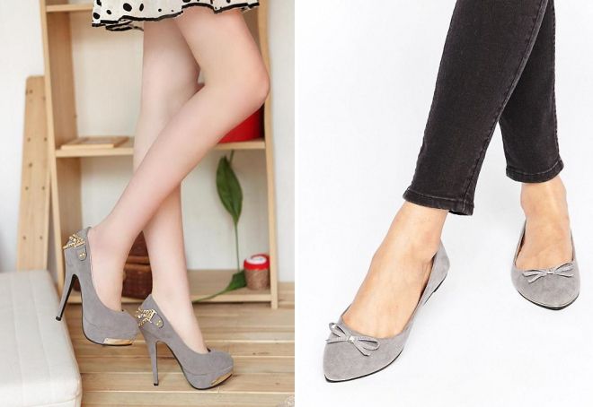 серые туфли лодочки