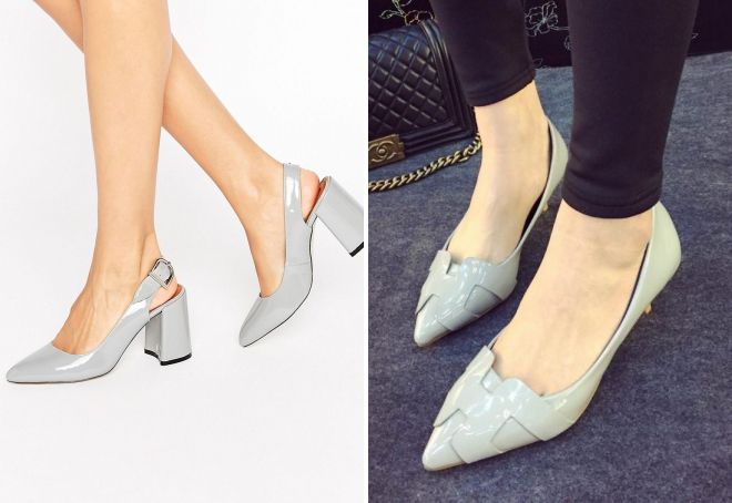 серые лаковые туфли